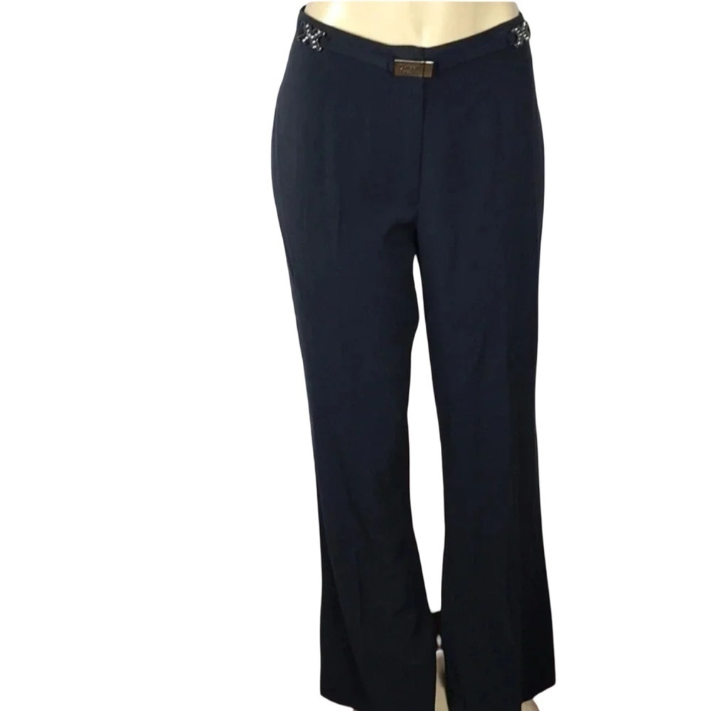 Bacci Size 14 Vintage Designed in Italy Navy Dress Pants Bedazzled Design Waist.